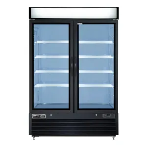 Maxx Cold - MVMR48B V-Series Double Glass Door Merchandiser Refrigerator. in Black