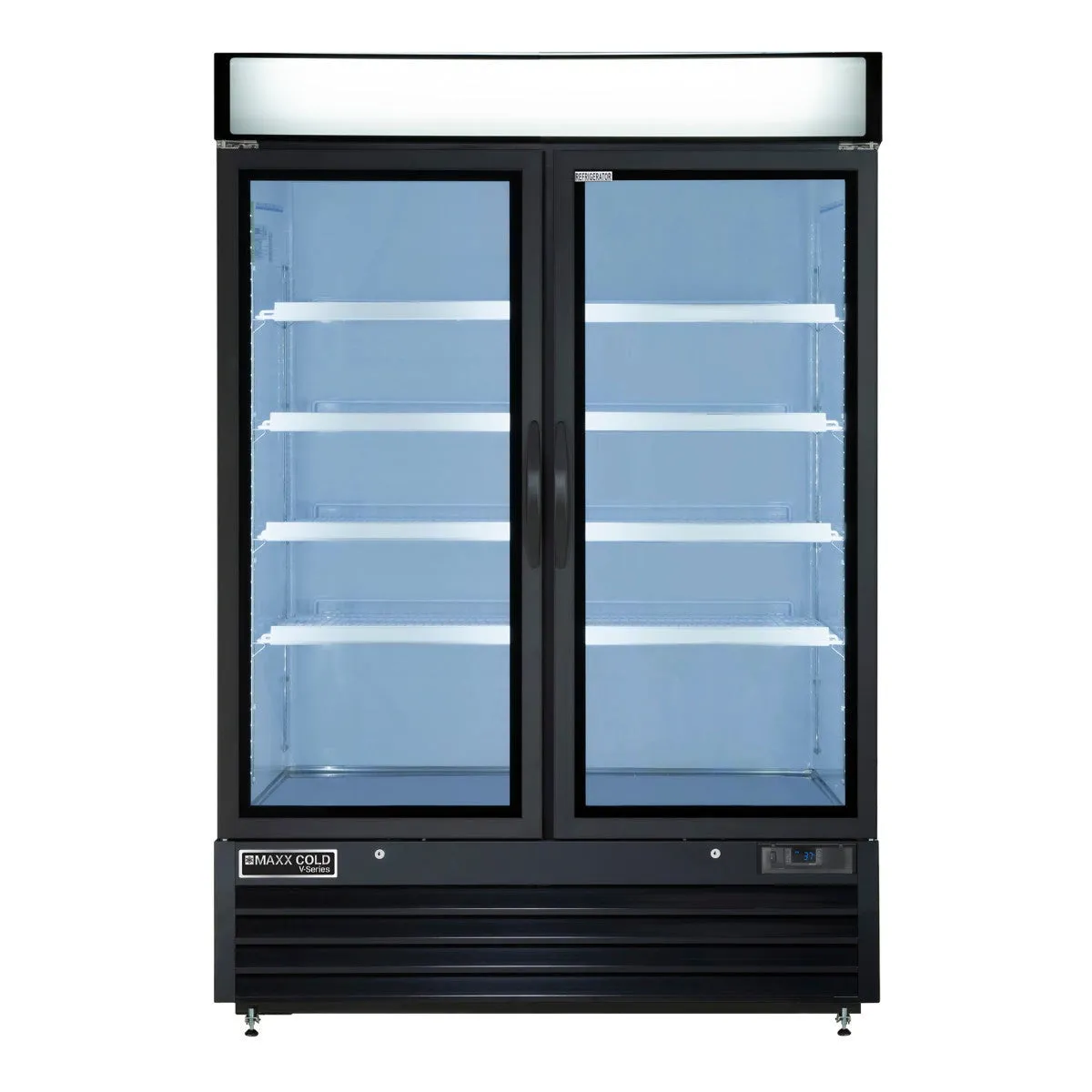 Maxx Cold - MVMR48B V-Series Double Glass Door Merchandiser Refrigerator. in Black
