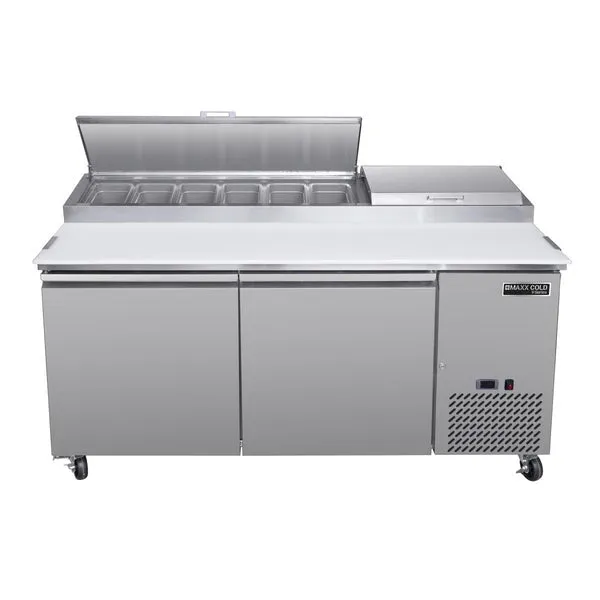 Maxx Cold - MVPP70HC V-Series 2 Door Refrigerated Pizza Prep Table. in Stainless Steel