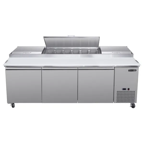 Maxx Cold - MVPP92HC V-Series 3 Door Refrigerated Pizza Prep Table. in Stainless Steel