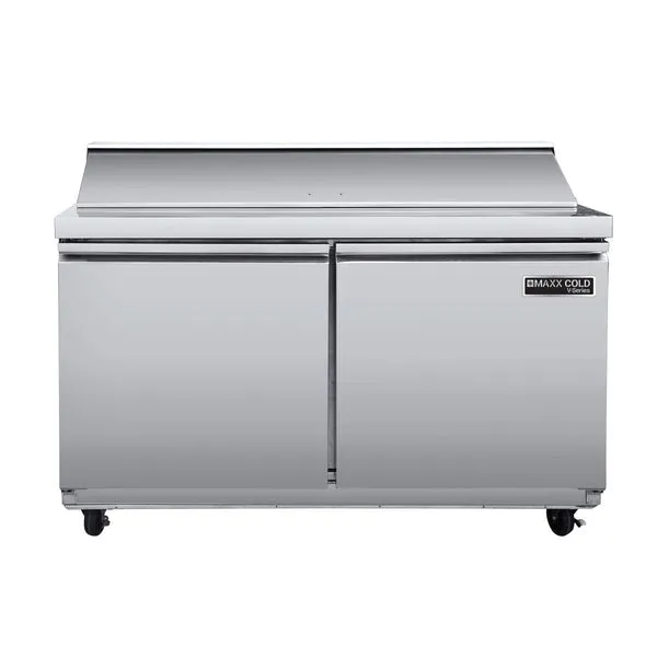 Maxx Cold - MVR48SHC V-Series 2 Door Refrigerated Sandwich and Salad Prep Station. in Stainless Steel