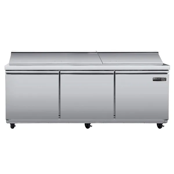 Maxx Cold - MVR72SHC V-Series 3 Door Refrigerated Sandwich and Salad Prep Station. in Stainless Steel