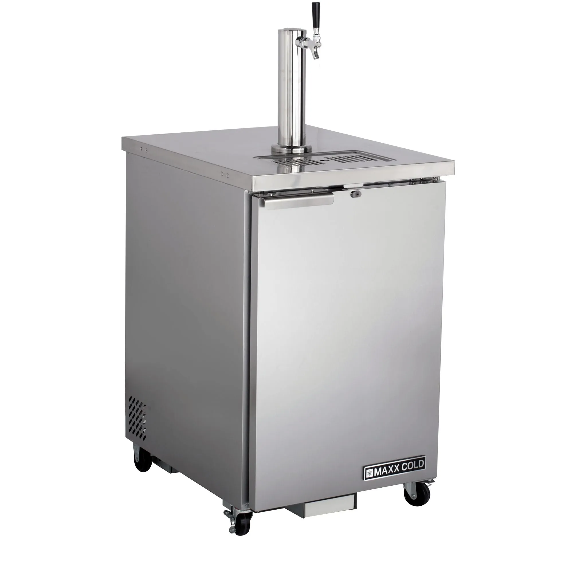 Maxx Cold - MXBD24-1SHC SingleTower Beer Dispenser. 23.3W. 7.2 cu. ft.. 1 Barrel/Keg (204L) Storage Capacity. in Stainless Steel