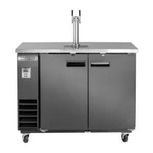 Maxx Cold - MXBD48-1BHC Single Tower. 2 Tap Beer Dispenser. 47.5W. 10.5 cu. ft.. 2 Barrels/Kegs (297L)Storage Capacity. in Black with Stainless Steel Top