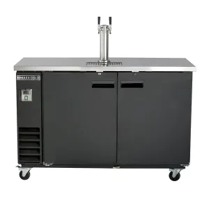 Maxx Cold - MXBD60-1B Single Tower. 2 Tap Beer Dispenser. 2 Barrels/Kegs (402L). Black/Stainless Steel Top
