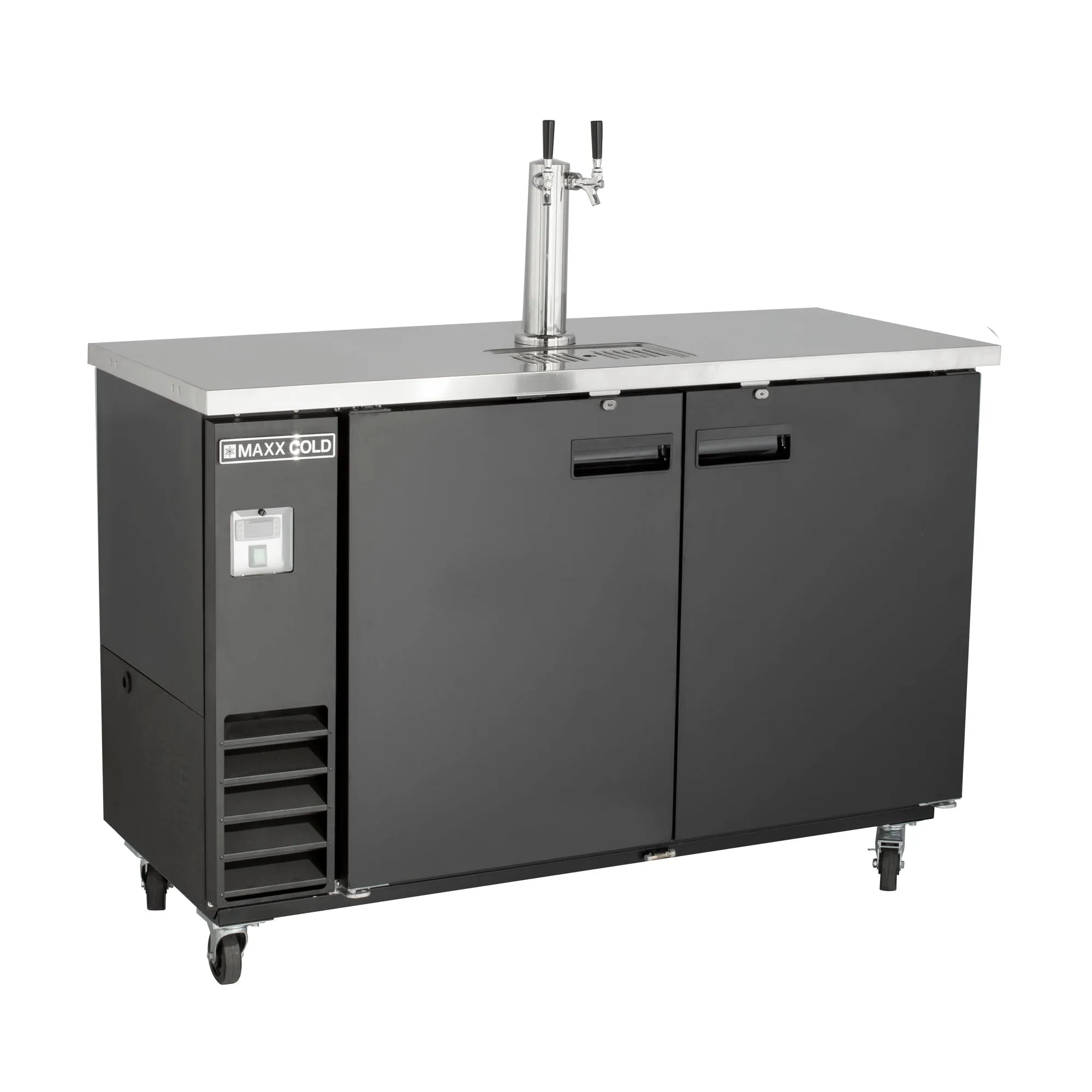 Maxx Cold - MXBD60-1BHC Single Tower. 2 Tap Beer Dispenser. 61W. 14.2 cu. ft.. 2 Barrels/Kegs (402L)Storage Capacity. in Black with Stainless Steel Top