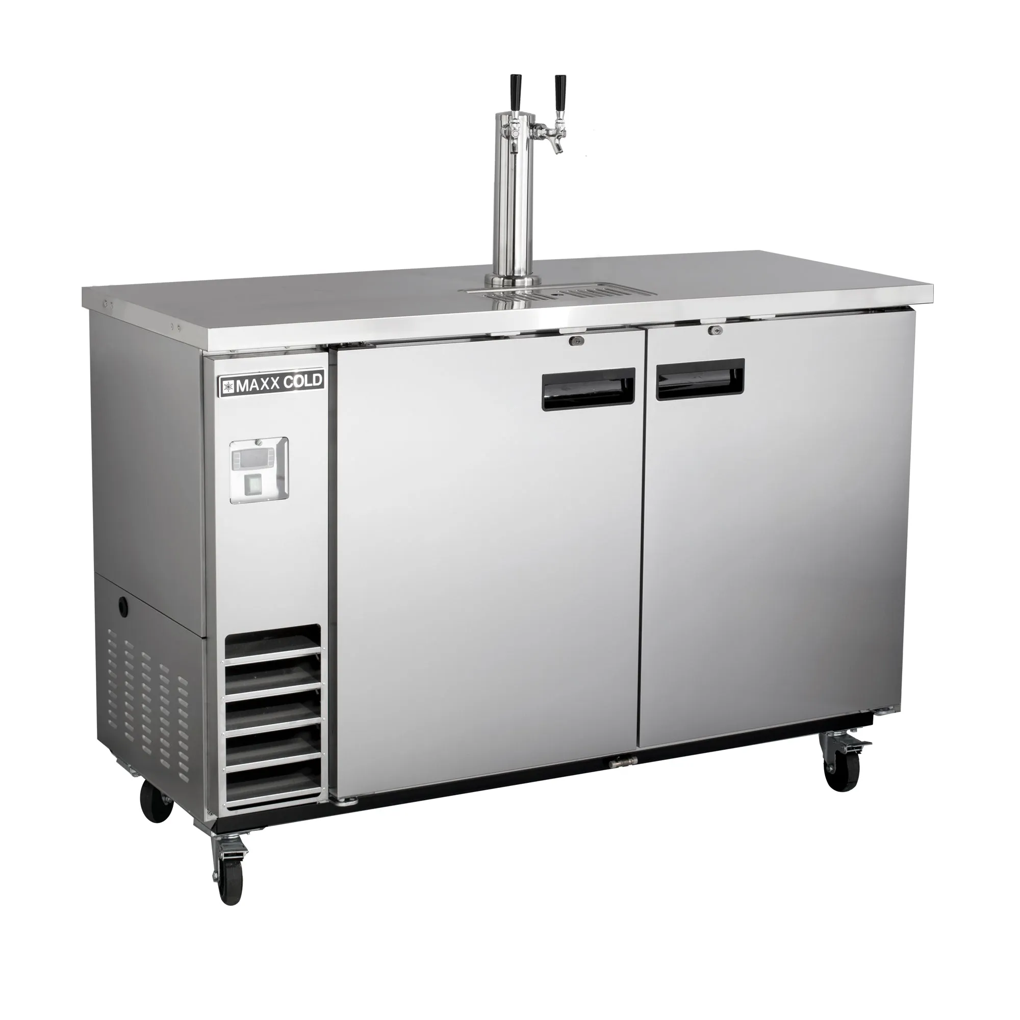 Maxx Cold - MXBD60-1SHC SingleTower. 2 Tap Beer Dispenser. 61W. 14.2 cu. ft.. 2 Barrels/Kegs (402L) Storage Capacity.inStainless Steel