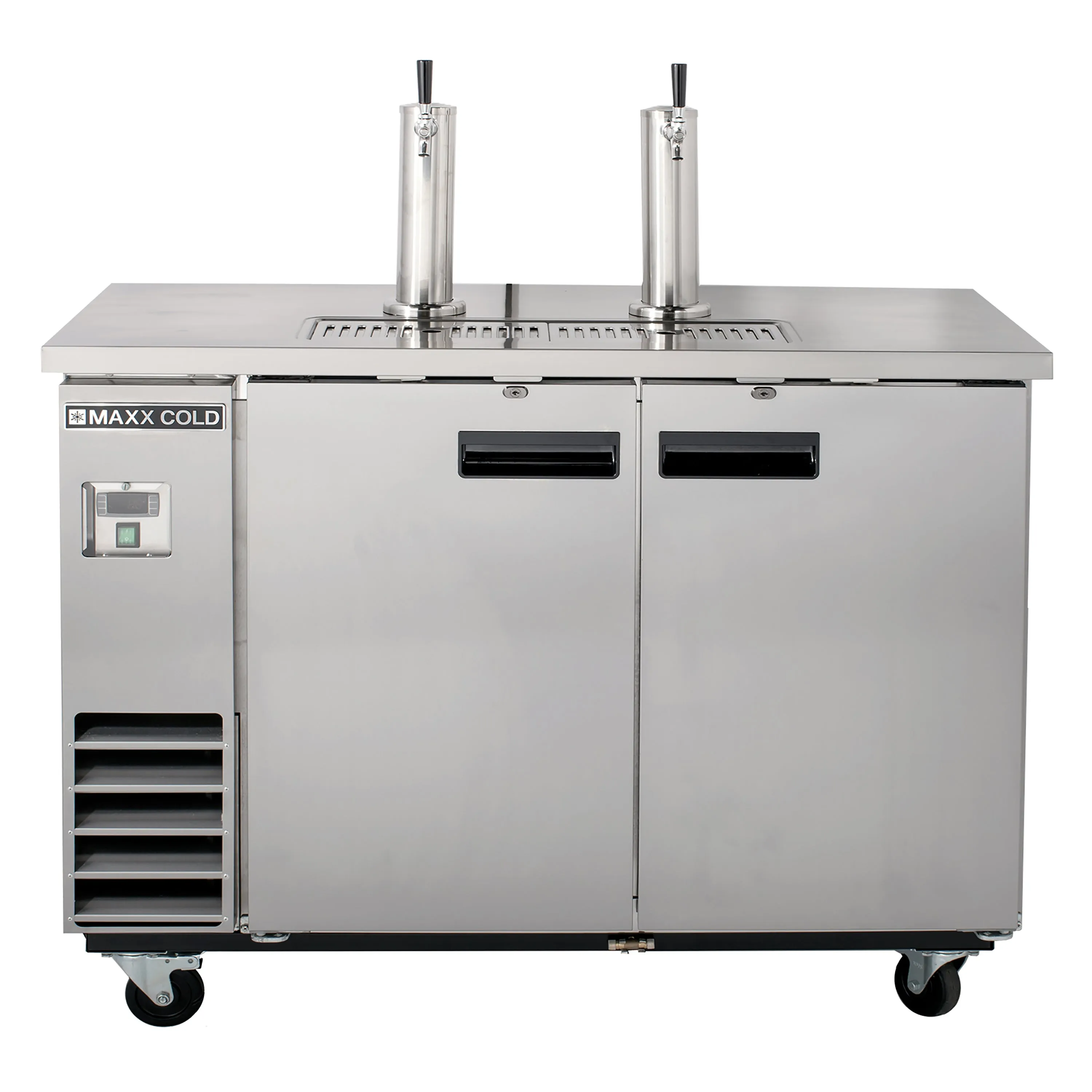 Maxx Cold - MXBD60-2SHCDual Tower. 2 Tap Beer Dispenser. 61W. 14.2 cu. ft.. 2 Barrels/Kegs (402L) Storage Capacity.inStainless Steel