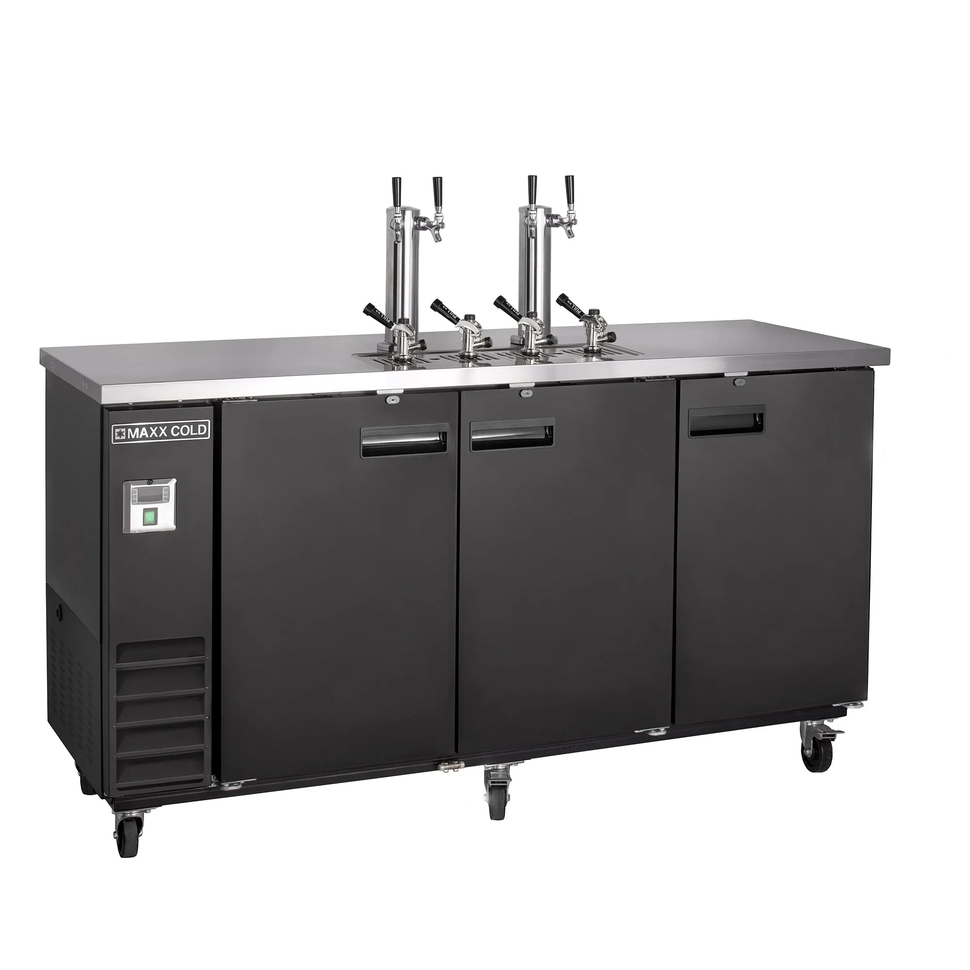 Maxx Cold - MXBD72-2BHC Dual Tower. 2 Tap Beer Dispenser. 73W. 17.3 cu. ft.. 3 Barrels/Kegs (490L) Storage Capacity. in Black with Stainless Steel Top