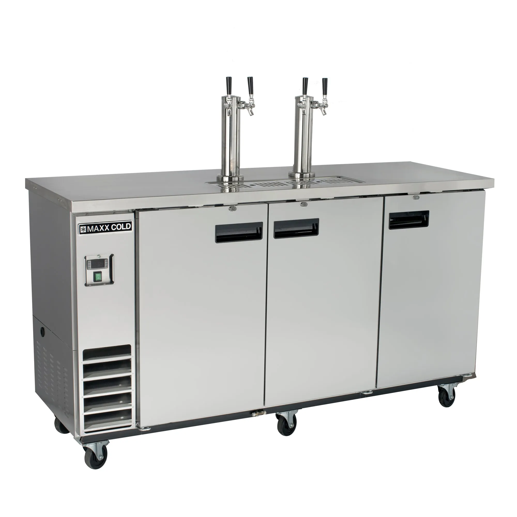 Maxx Cold - MXBD72-2SHCDual Tower. 2 Tap Beer Dispenser. 73W. 17.3 cu. ft.. 3 Barrels/Kegs (490L) Storage Capacity.inStainless Steel