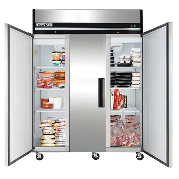 Maxx Cold - MXCF-72FDHC Triple Door Reach-in Freezer. Top Mount. 72 cu. ft. Storage Capacity. in Stainless Steel