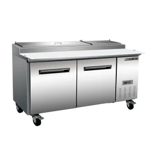 Maxx Cold - MXCPP70HC Two-Door Refrigerated Pizza Prep Table. 70.8W. 22 cu. ft. Storage Capacity. Equipped with (9) 4 Deep Pans and Cutting Board. in Stainless Steel