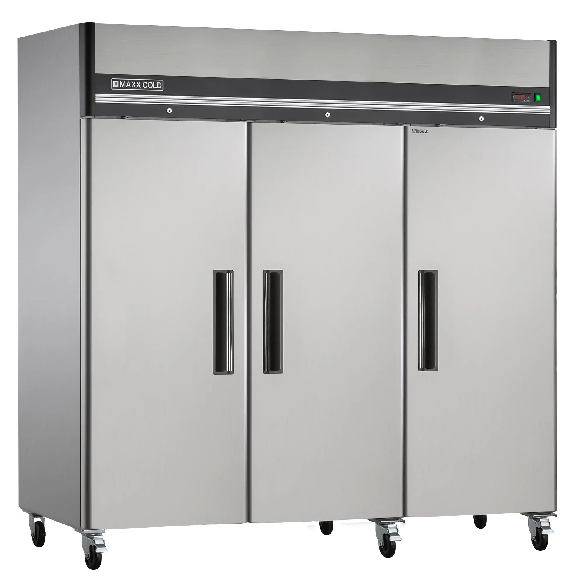 Maxx Cold - MXCR-72FDHC Triple Door Reach-In Refrigerator. Top Mount. 81W. 72 cu. ft. Storage Capacity. in Stainless Steel