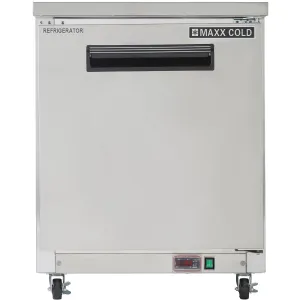 Maxx Cold - MXCR27UHC Single Door Undercounter Refrigerator. 27.5W. 6.5 cu. ft. Storage Capacity. in Stainless Steel