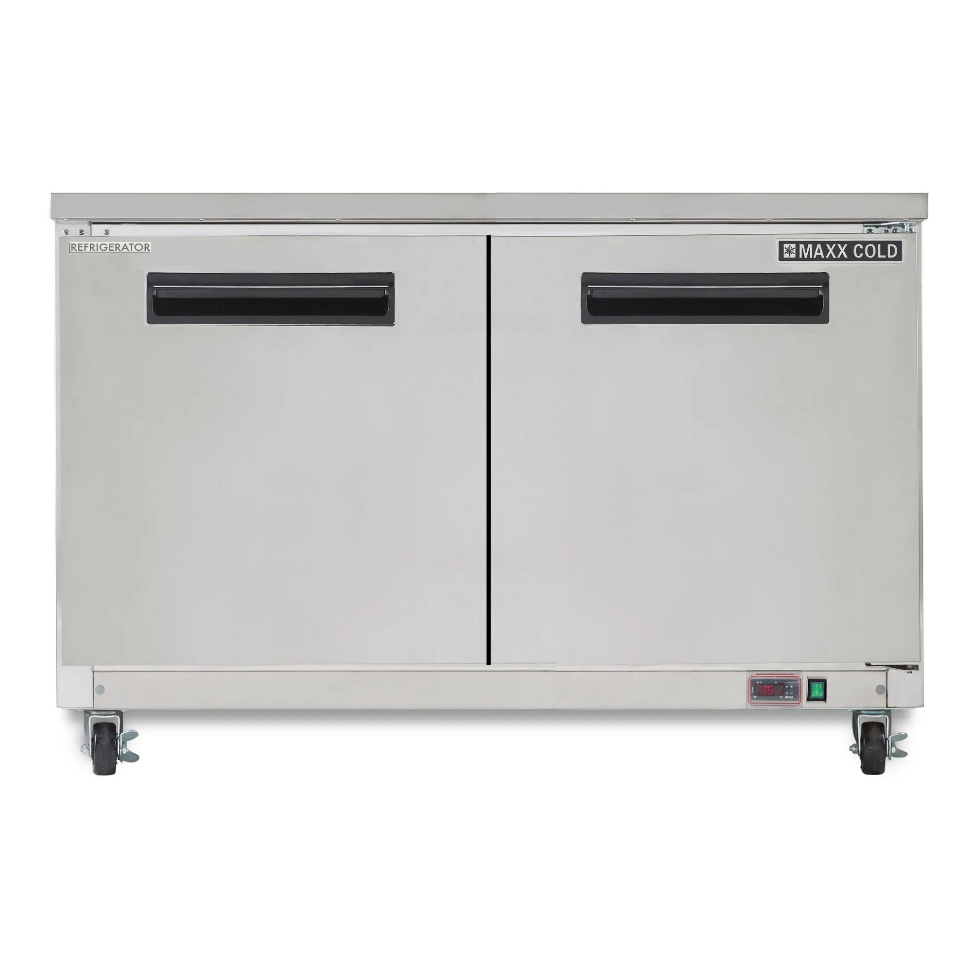 Maxx Cold - MXCR60UHCDouble Door Undercounter Refrigerator. 60.3W. 15.5 cu. ft. Storage Capacity. Energy Star Rated. in Stainless Steel