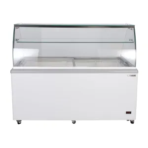 Maxx Cold - MXDC-12 Curved Glass Ice Cream Dipping Cabinet Freezer. 70W. 20 cu. ft. Storage Capacity. Holds up to (22) Flavor Tubs. in White