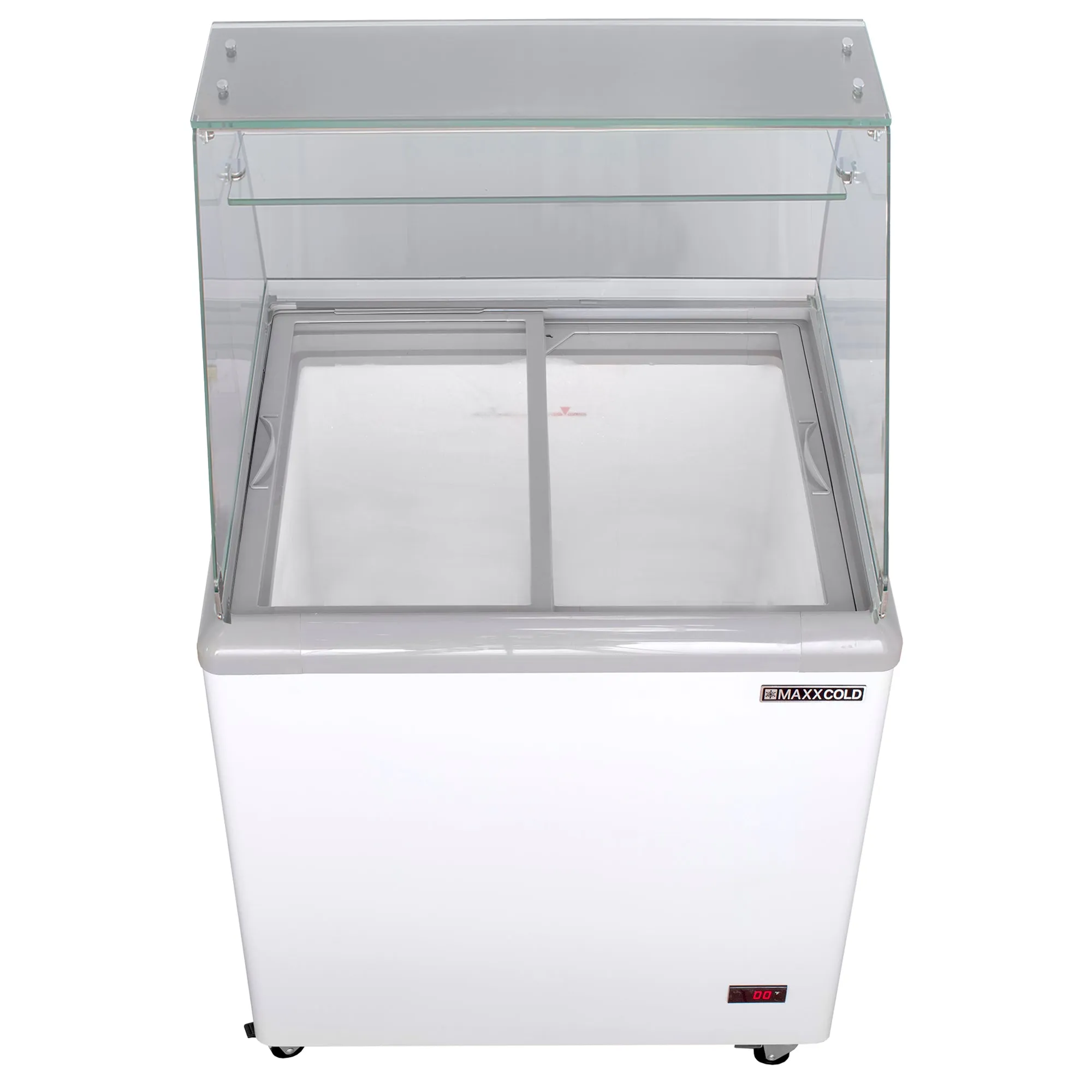 Maxx Cold - MXDC-4 Curved Glass Ice Cream Dipping Cabinet Freezer. 31.5W.  5.8 cu. ft. Storage Capacity. Holds up to (12) Flavor Tubs. in White