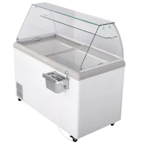 Maxx Cold - MXDC-8 Curved Glass Ice Cream Dipping Cabinet Freezer. 52W. 13.8 cu. ft. Storage Capacity. Holds up to (14) Flavor Tubs. in White