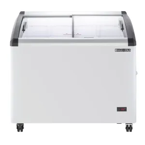 Maxx Cold - MXF40CHC-4Curved Glass Top Chest Freezer Display. 39.4W. 6.71 cu. ft. Storage Capacity. Equipped with (4) Wire Baskets. in White