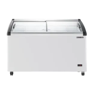Maxx Cold - MXF54CHC-6Curved Glass Top Chest Freezer Display. 53.2W. 9.96 cu. ft. Storage Capacity. Equipped with (6) Wire Baskets. in White