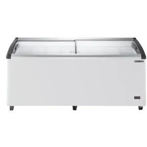 Maxx Cold - MXF72CHC-8 Curved Glass Top Chest Freezer Display. 71.7W. 14.30 cu. ft. Storage Capacity. Equipped with (8) Wire Baskets. in White
