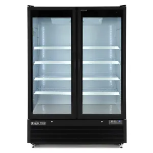Maxx Cold - MXGDM-50FBHC Double Glass Door Merchandiser Freezer. Large Storage Capacity. 50 cu. ft.. in Black