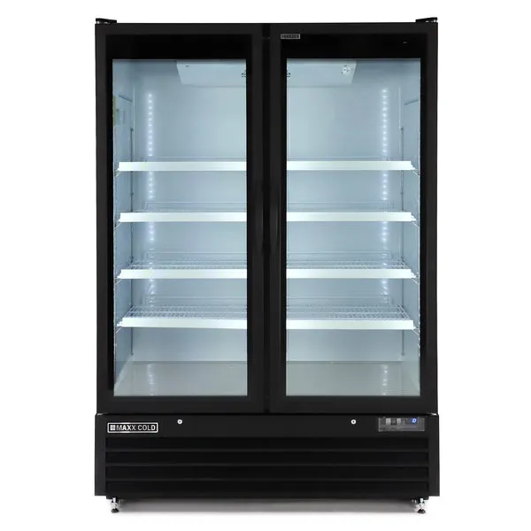 Maxx Cold - MXGDM-50FBHC Double Glass Door Merchandiser Freezer. Large Storage Capacity. 50 cu. ft.. in Black