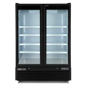 Maxx Cold - MXGDM-50RBHC Double Glass Door Merchandiser Refrigerator. Large Storage Capacity. 50 cu. ft.. in Black