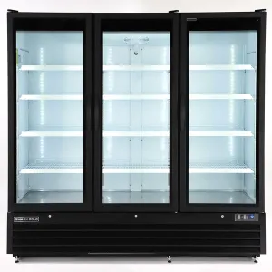 Maxx Cold - MXGDM-73RBHC Triple Glass Door Merchandiser Refrigerator. Large Storage Capacity. 73 cu. ft.. in Black