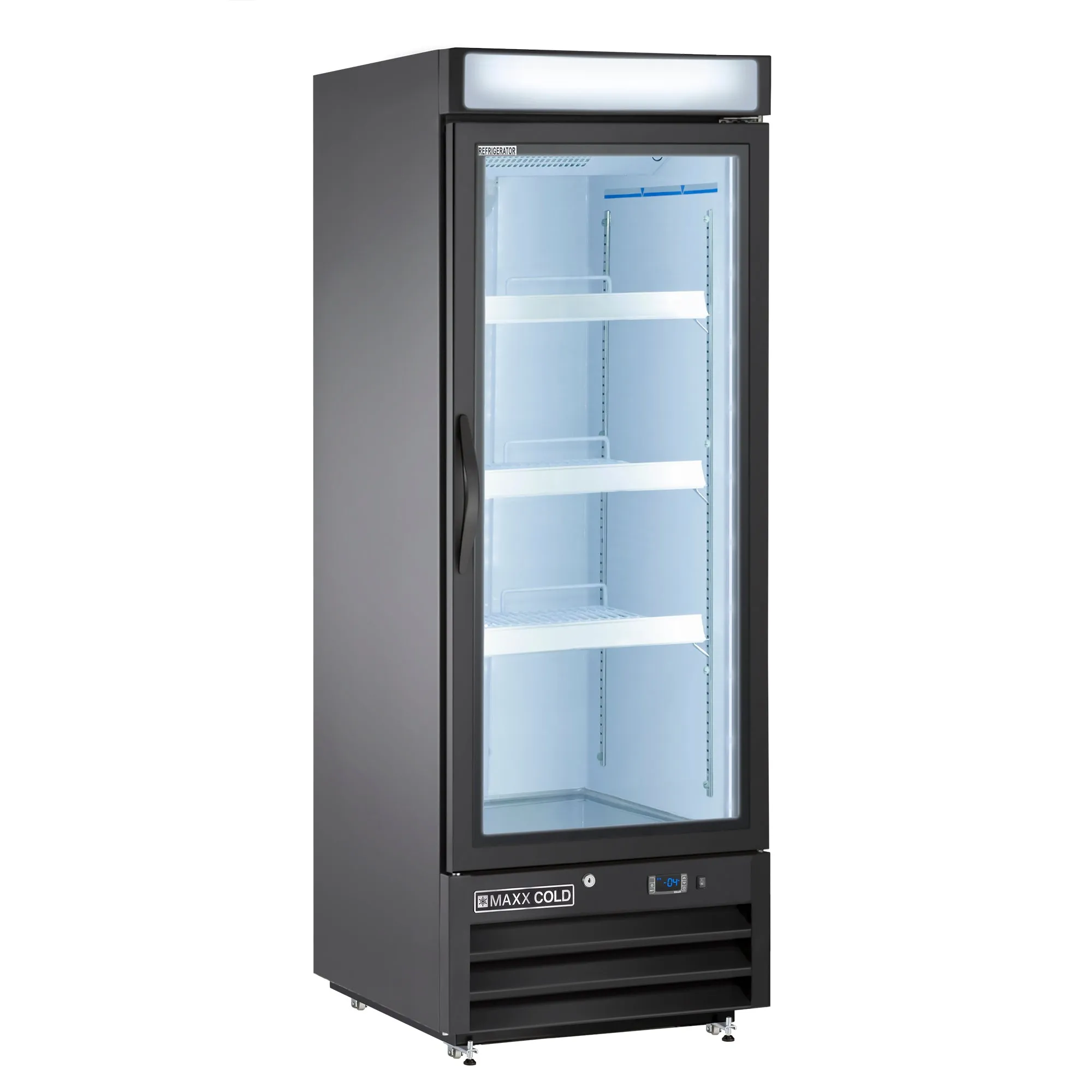 Maxx Cold - MXM1-16FBHC Single Glass Door Merchandiser Freezer. Free Standing. 25W. 16 cu. ft. Storage Capacity. in Black