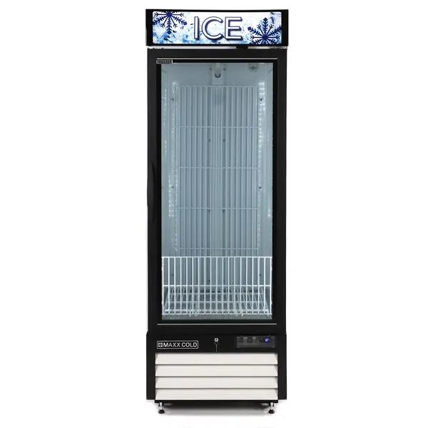 Maxx Cold - MXM1-23FHC-ICE Single Glass Door Ice Merchandiser Freezer. 23 cu. ft. Storage Capacity. in White