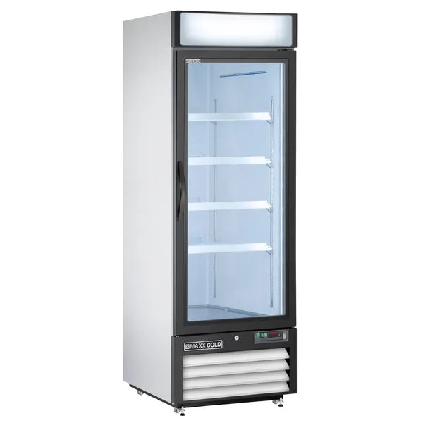 Maxx Cold - MXM1-23RHC Single Glass Door Merchandiser Refrigerator. 23 cu. ft.. Energy Star. in White