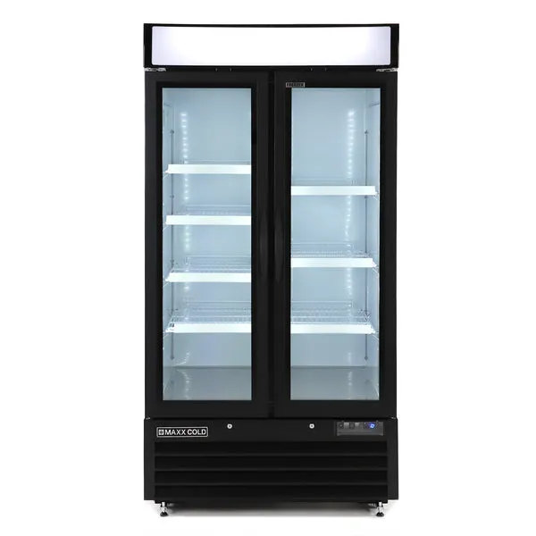 Maxx Cold - MXM2-36FHC Double Glass Door Narrow Width Merchandiser Freezer. Swing Style Door. 36 cu. ft.. White