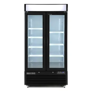 Maxx Cold - MXM2-36FHC Double Glass Door Narrow Width Merchandiser Freezer. Swing Style Door. 36 cu. ft.. White