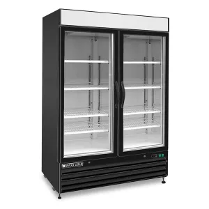 Maxx Cold - MXM2-48FBHC Double Glass Door Merchandiser Freezer. Swing Door. 48 cu. ft.. Storage Capacity. in Black