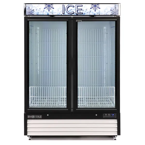 Maxx Cold - MXM2-48FHC-ICE Double Glass Door Ice Merchandiser Freezer. 48 cu. ft. Storage Capacity. in White