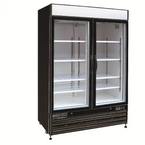 Maxx Cold - MXM2-48RBHC Double Glass Door Merchandiser Refrigerator. Swing Door. 48 cu. ft.. Energy Star. in Black