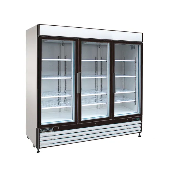 Maxx Cold - MXM3-72FHC Triple Glass Door Merchandiser Freezer. Free Standing. 72 cu. ft.. in White