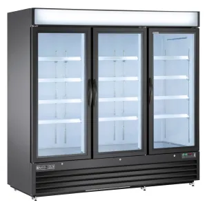 Maxx Cold - MXM3-72RBHC Triple Glass Door Merchandiser Refrigerator. Free Standing. 81W. 72 cu. ft. Storage Capacity. in Black