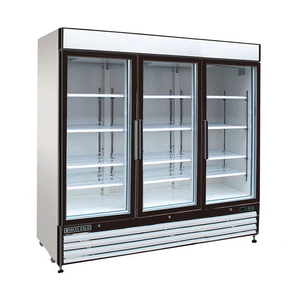 Maxx Cold - MXM3-72RHC Triple Glass Door Merchandiser Refrigerator. Free Standing. 72 cu. ft.. in White