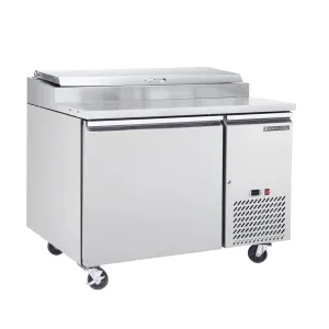Maxx Cold - MXSPP50HC One-Door Refrigerated Pizza Prep Table. 47W. 10.95 cu. ft. Storage Capacity. Equipped with (6) 4 Deep Pans and Cutting Board. in Stainless Steel