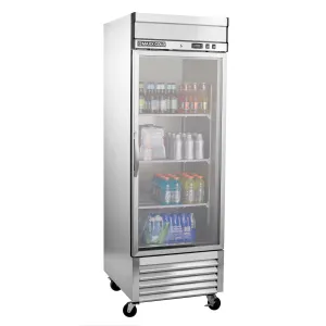 Maxx Cold - MXSR-23GDHC Single Glass Door Reach-In Refrigerator. Bottom Mount. 27W. 23 cu. ft. Storage Capacity. in Stainless Steel