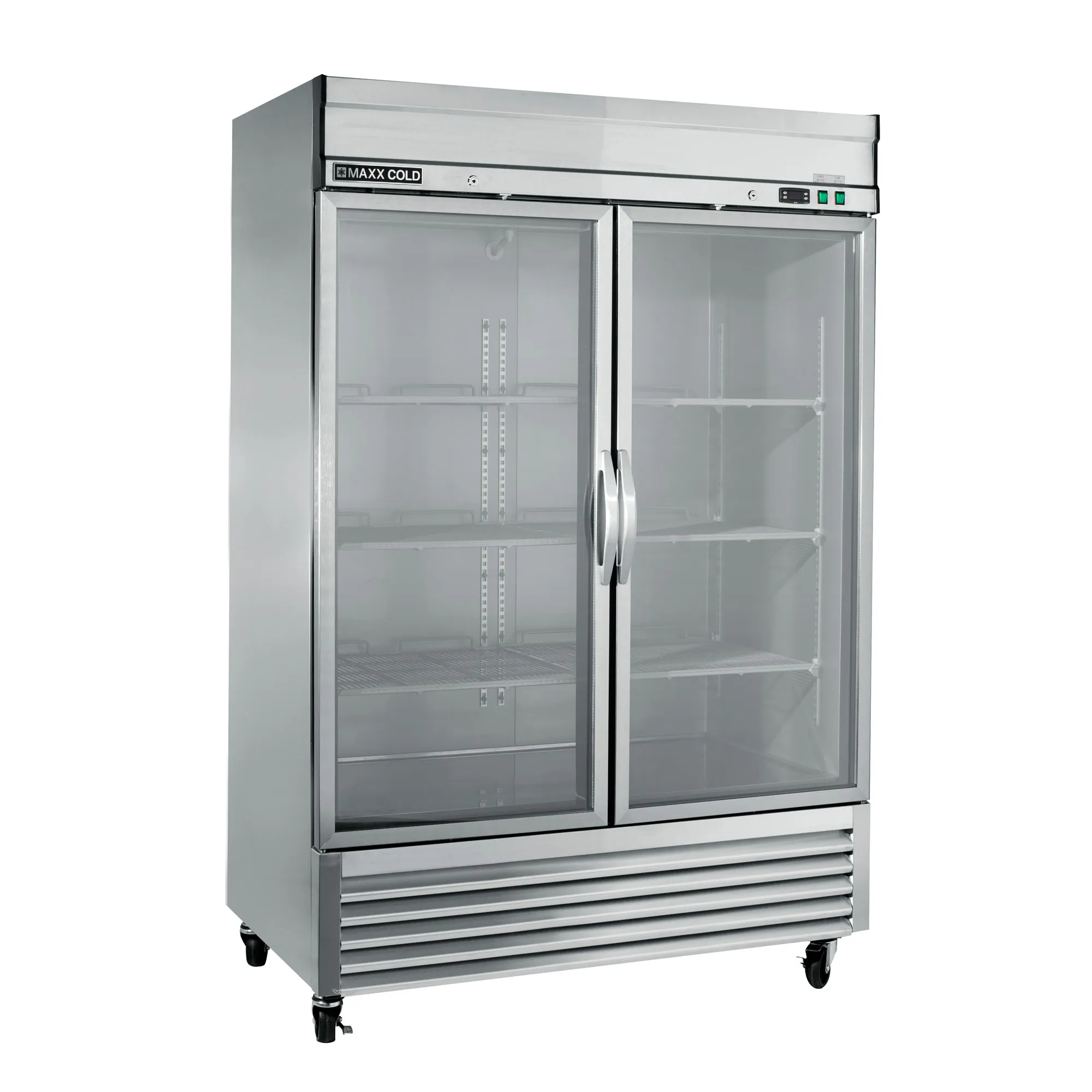 Maxx Cold - MXSR-49GDHC Double Glass Door Reach-In Refrigerator. Bottom Mount. 54W. 49 cu. ft. Storage Capacity. in Stainless Steel