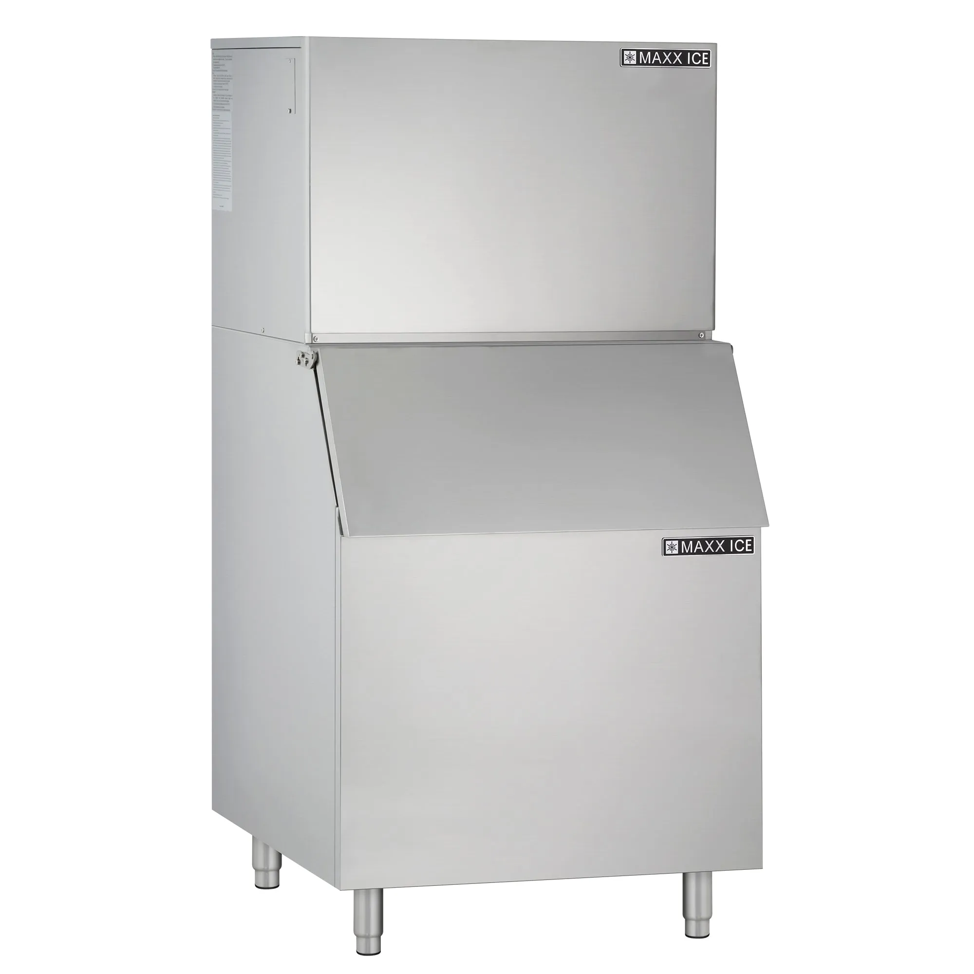 Maxx Ice - MIM1000-B580SS. Maxx Ice Modular Ice Machine. 30W. 1000 lbs Capacity. and Storage Bin. 30W. 580 lbs. in Stainless Steel