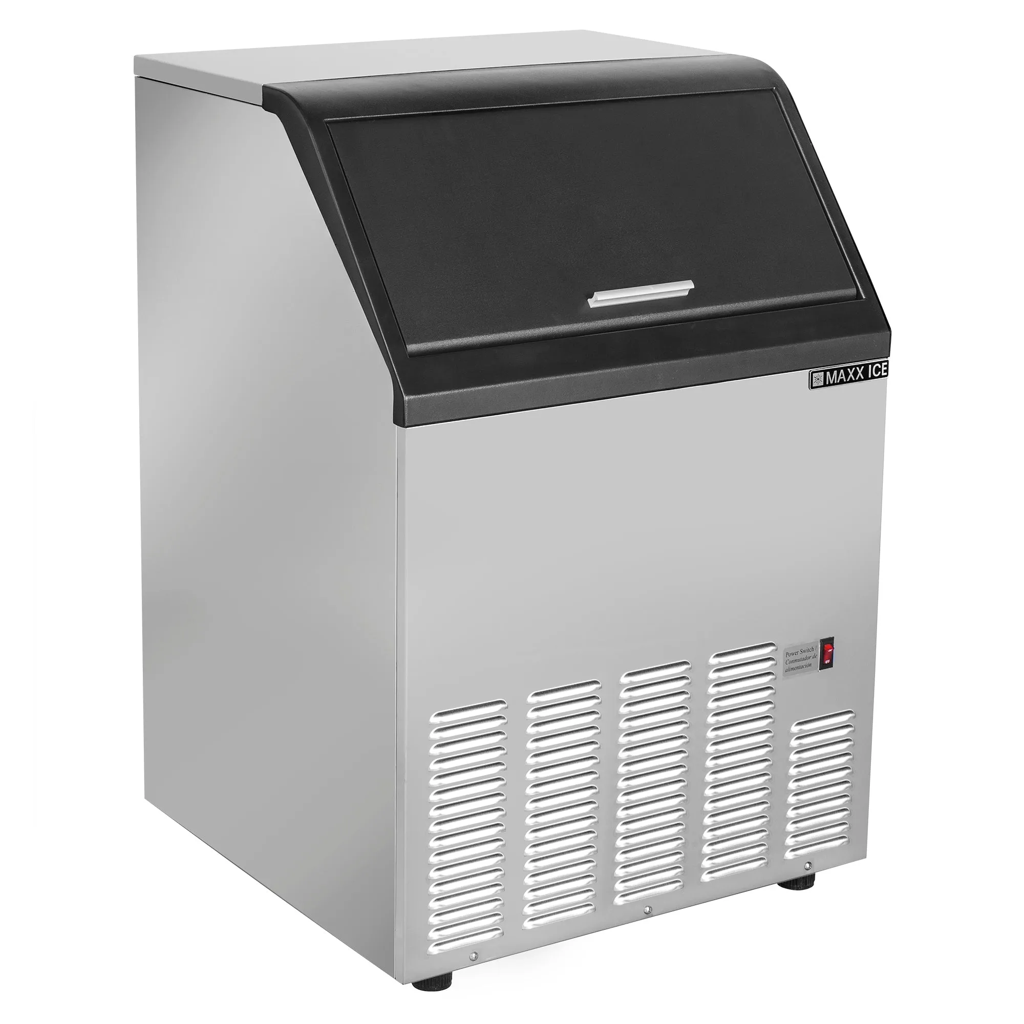 Maxx Ice - MIM125H. Maxx Ice Self-Contained Ice Machine. 125 lbs. Half Dice Ice Cubes. with 35 lb Built-in Ice Storage Bin. in Stainless Steel with Black Trim