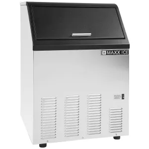 Maxx Ice - MIM130. Maxx Ice Self-Contained Ice Machine. 130 lbs. Bullet Ice Cubes. with 35 lb Built-in Ice Storage Bin. in Stainless Steel with Black Trim