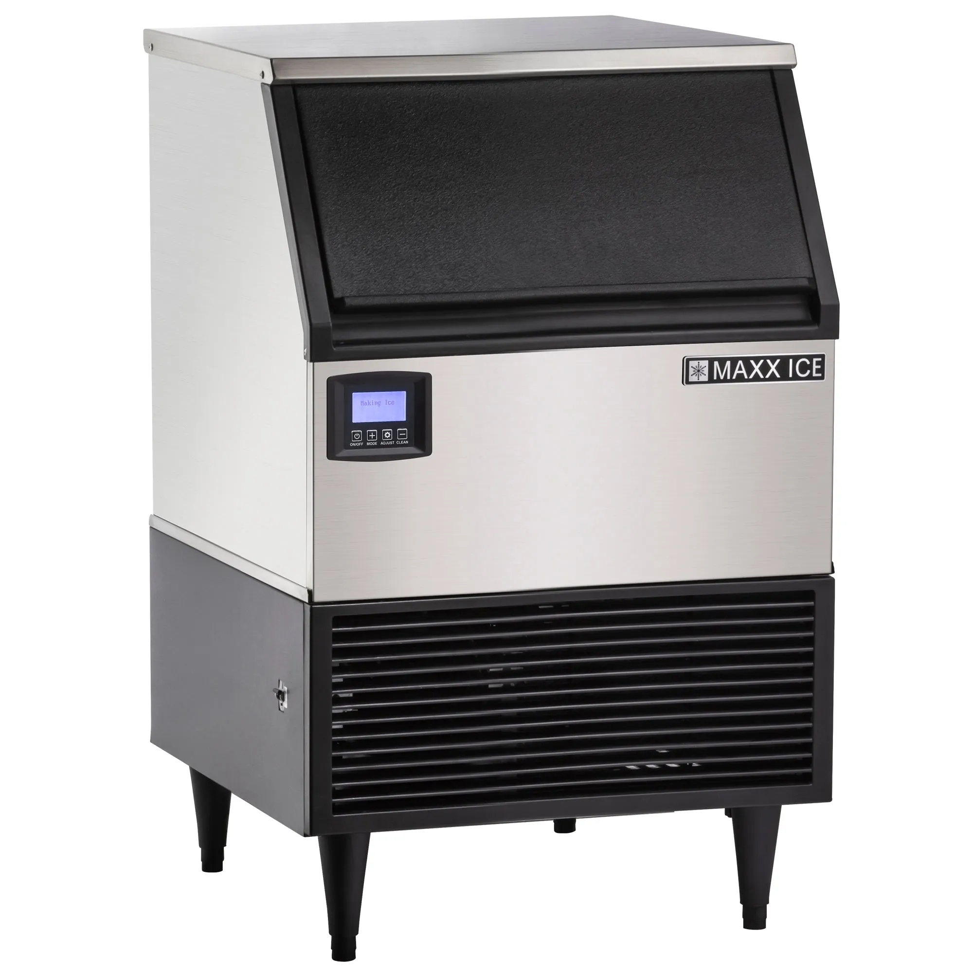 Maxx Ice - MIM260NH. Maxx Ice Intelligent Series Self-Contained Ice Machine. 260 lbs. Half Dice Ice Cubes. with 75 lb Built-in Ice Storage Bin. in Stainless Steel with Black Trim