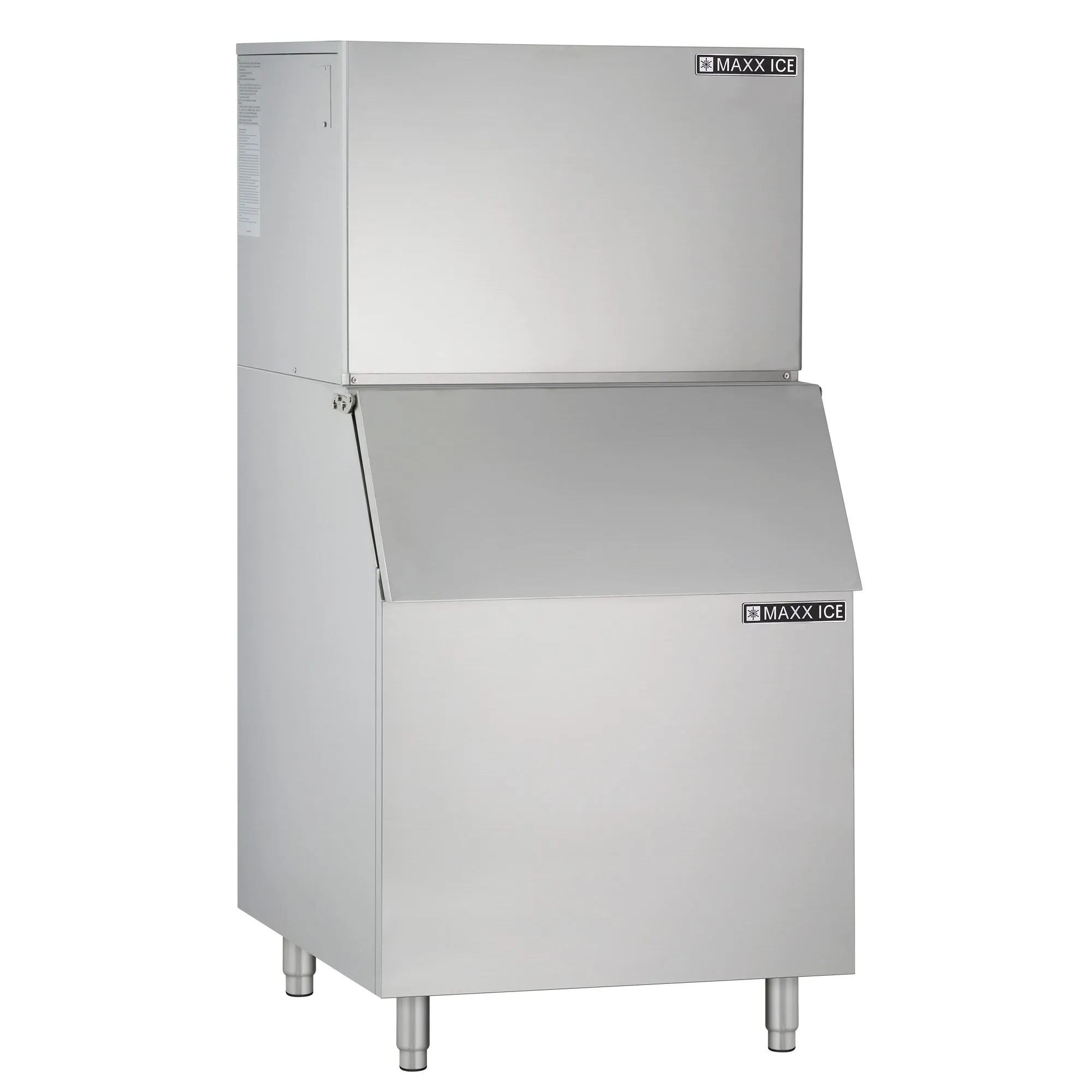 Maxx Ice - MIM452B. Maxx Ice Modular Ice Machine. 30W. 460 lbs. Full Dice Ice Cubes. and Storage Bin. 30W. 400 lbs. in Stainless Steel