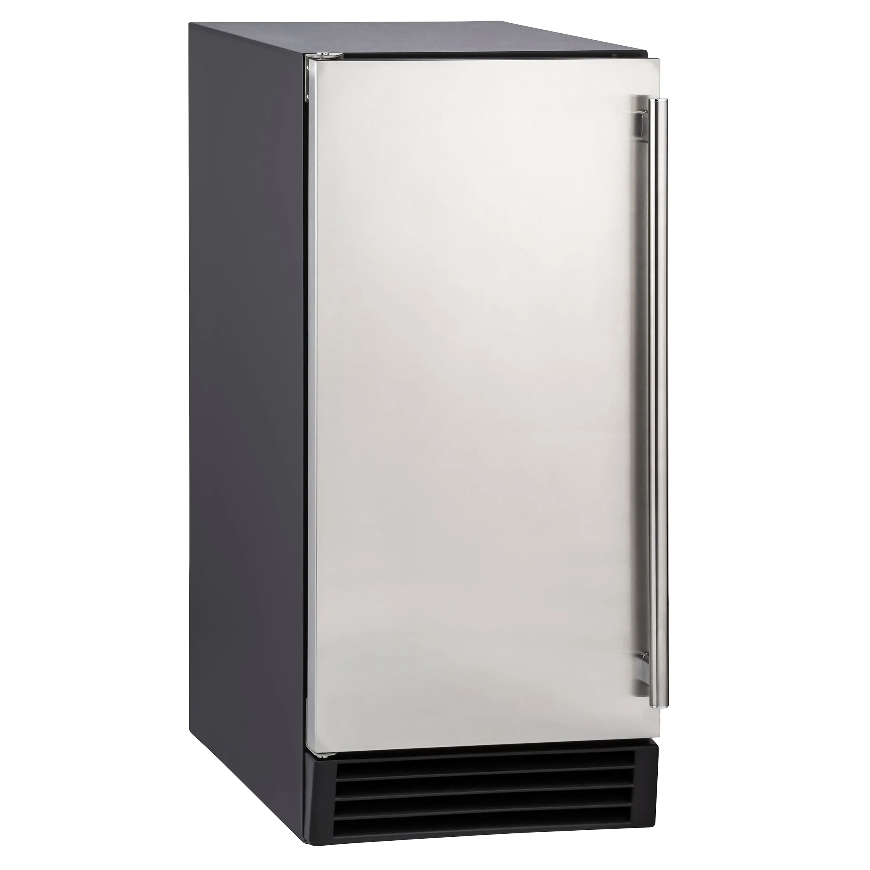 Maxx Ice - MIM50. Maxx Ice Self-Contained Indoor Ice Machine. 15W. 60 lbs. Full Dice Ice Cubes. Energy Star Listed. in Black with Stainless Steel Door