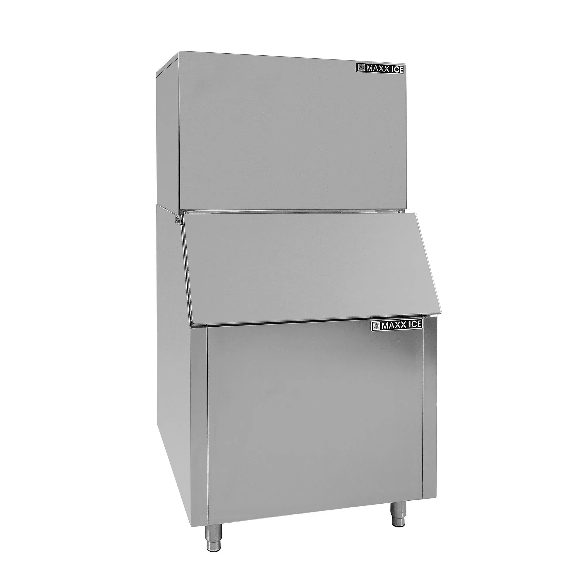 Maxx Ice - MIM600-B580SS. Maxx Ice Modular Ice Machine. 30W. 602 lbs. and Storage Bin. 30W. 580 lbs. in Stainless Steel
